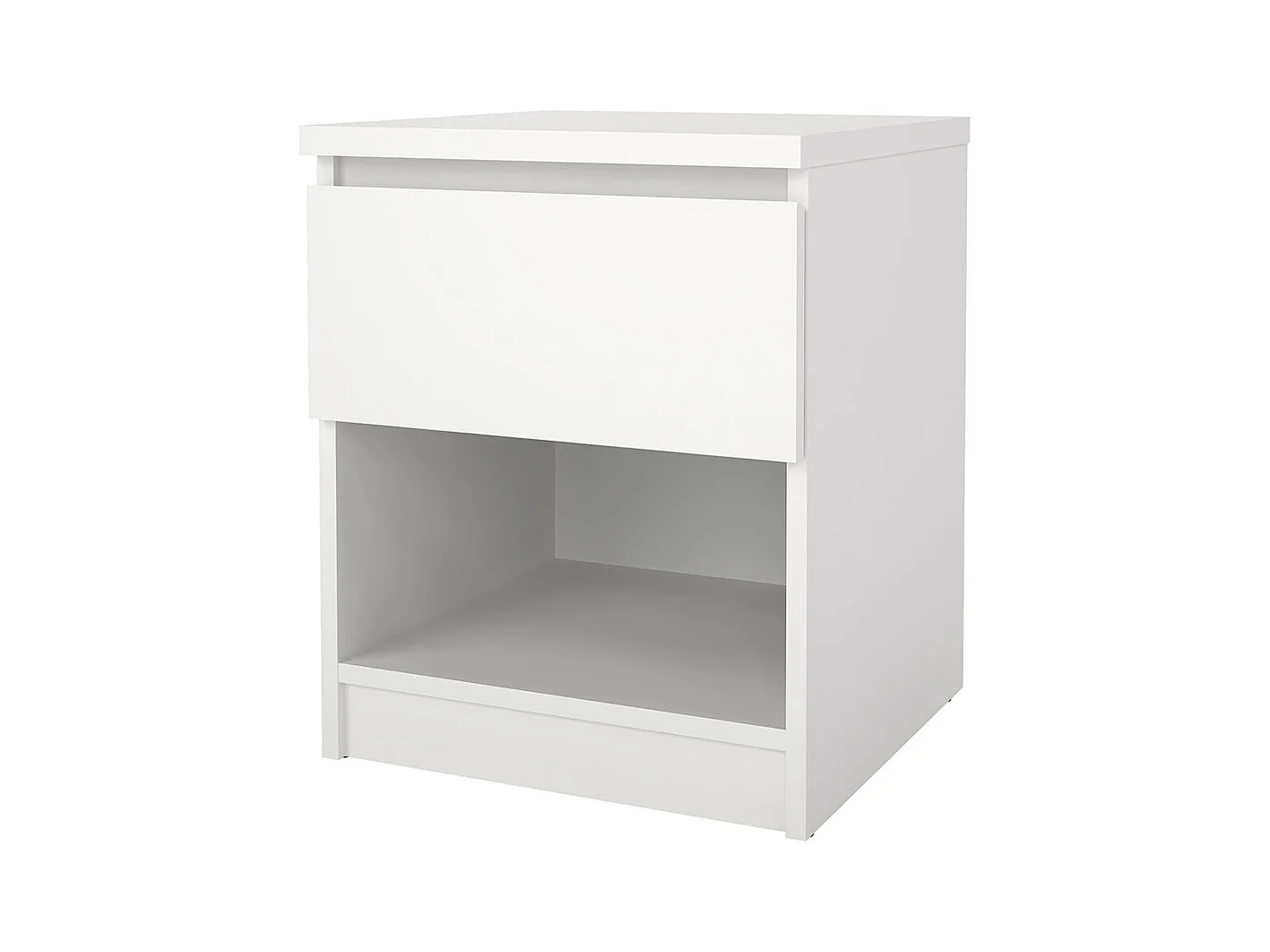 Comodino Naia 1 cassetto, 1 ripiano bianco.