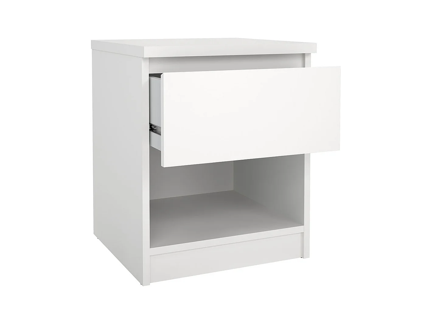 Comodino Naia 1 cassetto, 1 ripiano bianco.