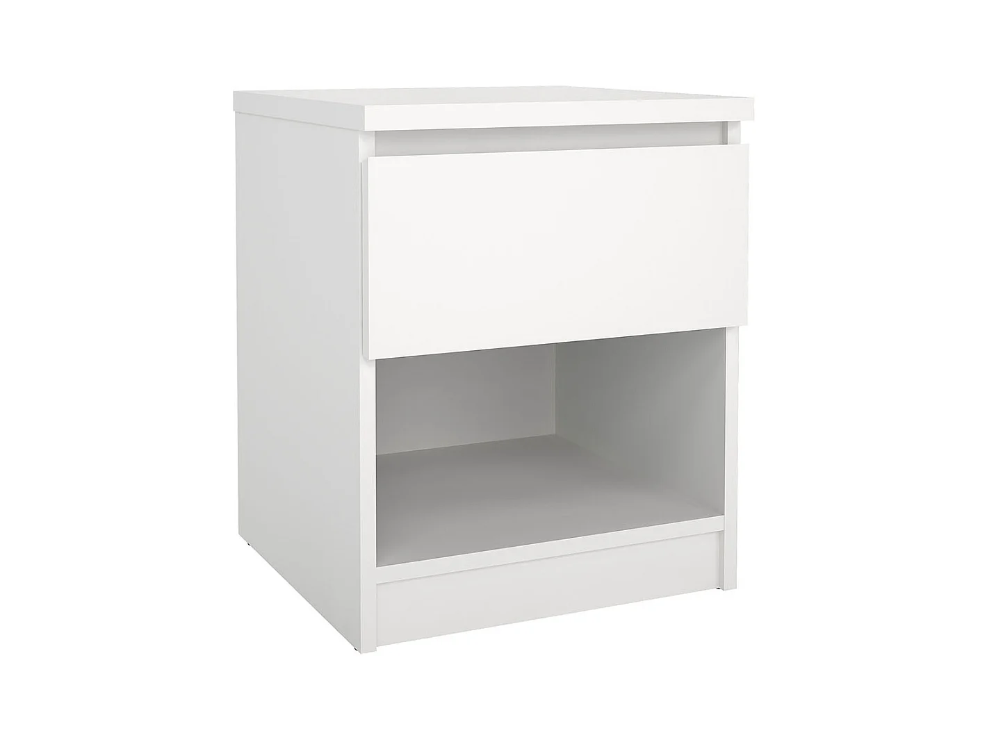 Comodino Naia 1 cassetto, 1 ripiano bianco.