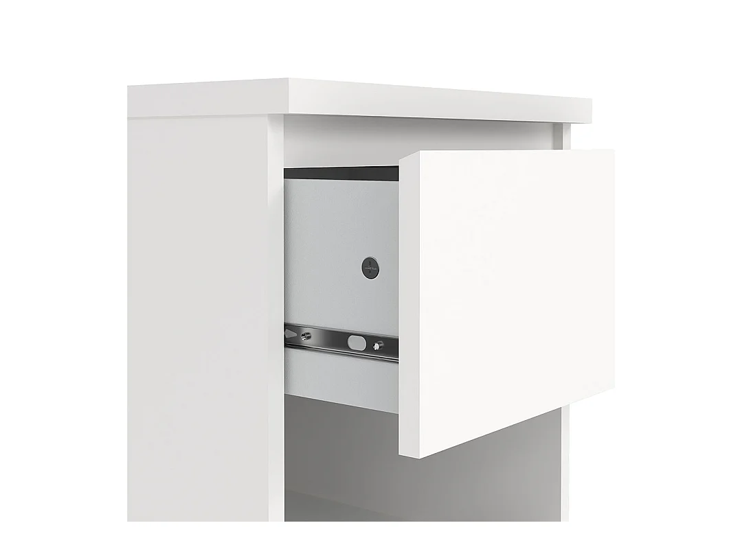 Comodino Naia 1 cassetto, 1 ripiano bianco.