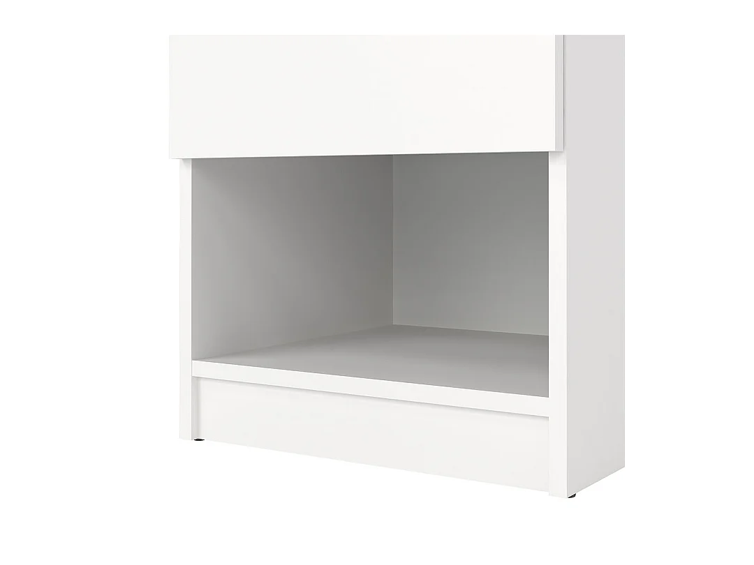 Comodino Naia 1 cassetto, 1 ripiano bianco.