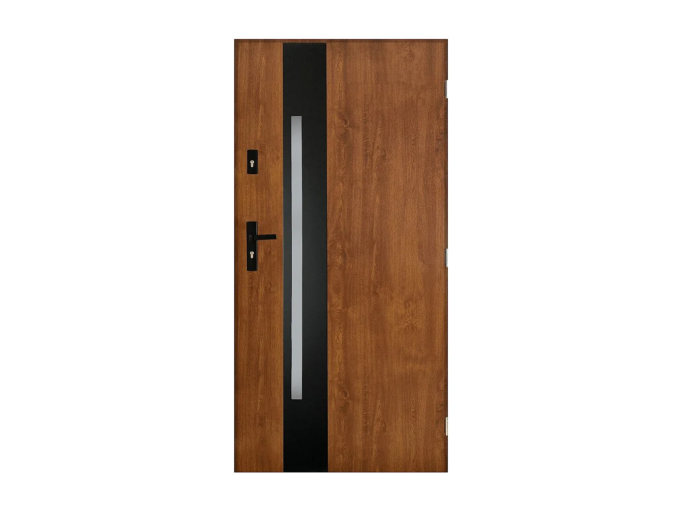 Porte d'entrée TANGO V 90 cm en acier inoxydable - Couleur: Chêne doré - Poignée et serrure : Sans - Tirant: Gauche