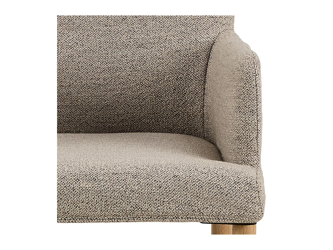 Zoe chaise de salle à manger avec accoudoirs bouclé beige.
