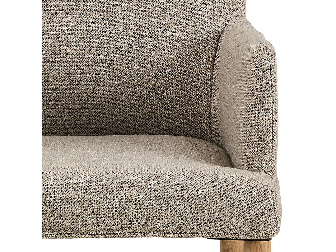 Zoe chaise de salle à manger avec accoudoirs bouclé beige.