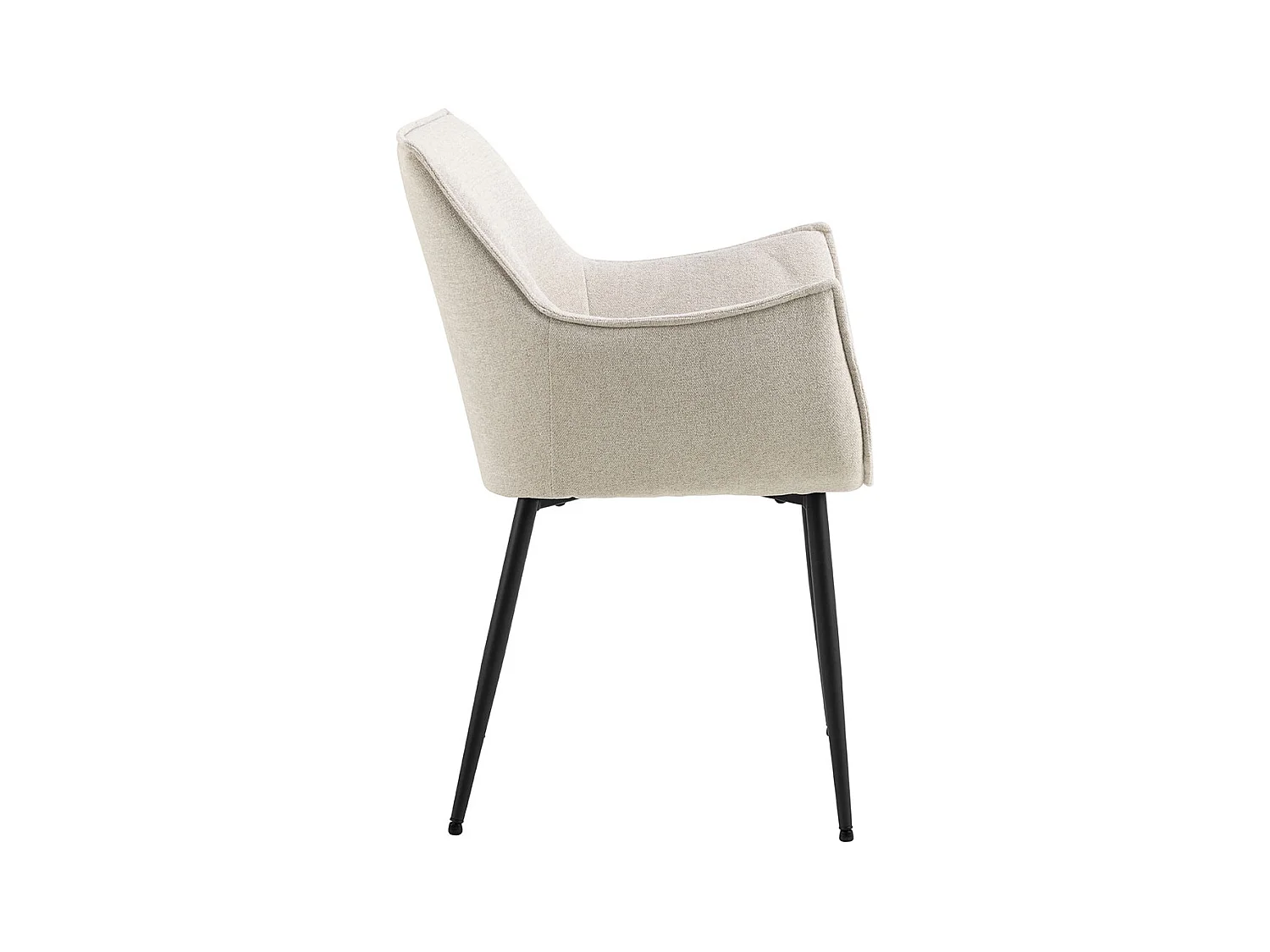 Sedia da pranzo Bonita con braccioli in tessuto beige.