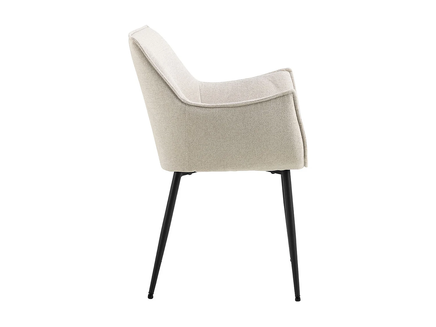 Sedia da pranzo Bonita con braccioli in tessuto beige.