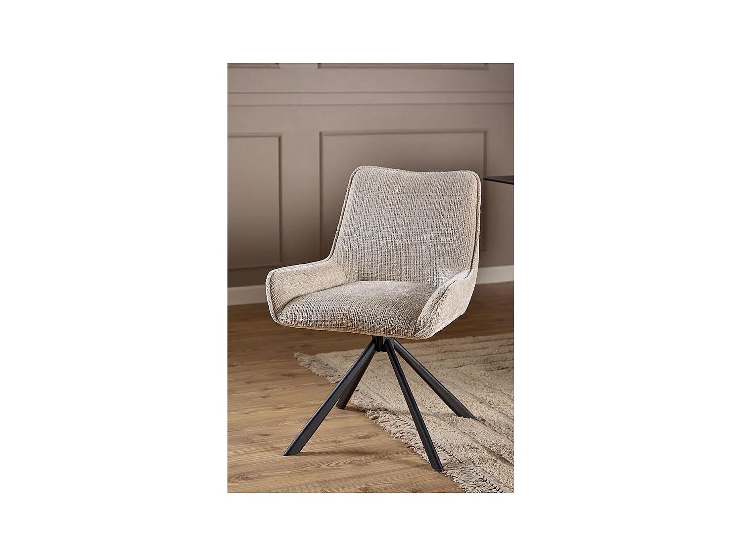 Dakota eetkamerstoel chenille beige.