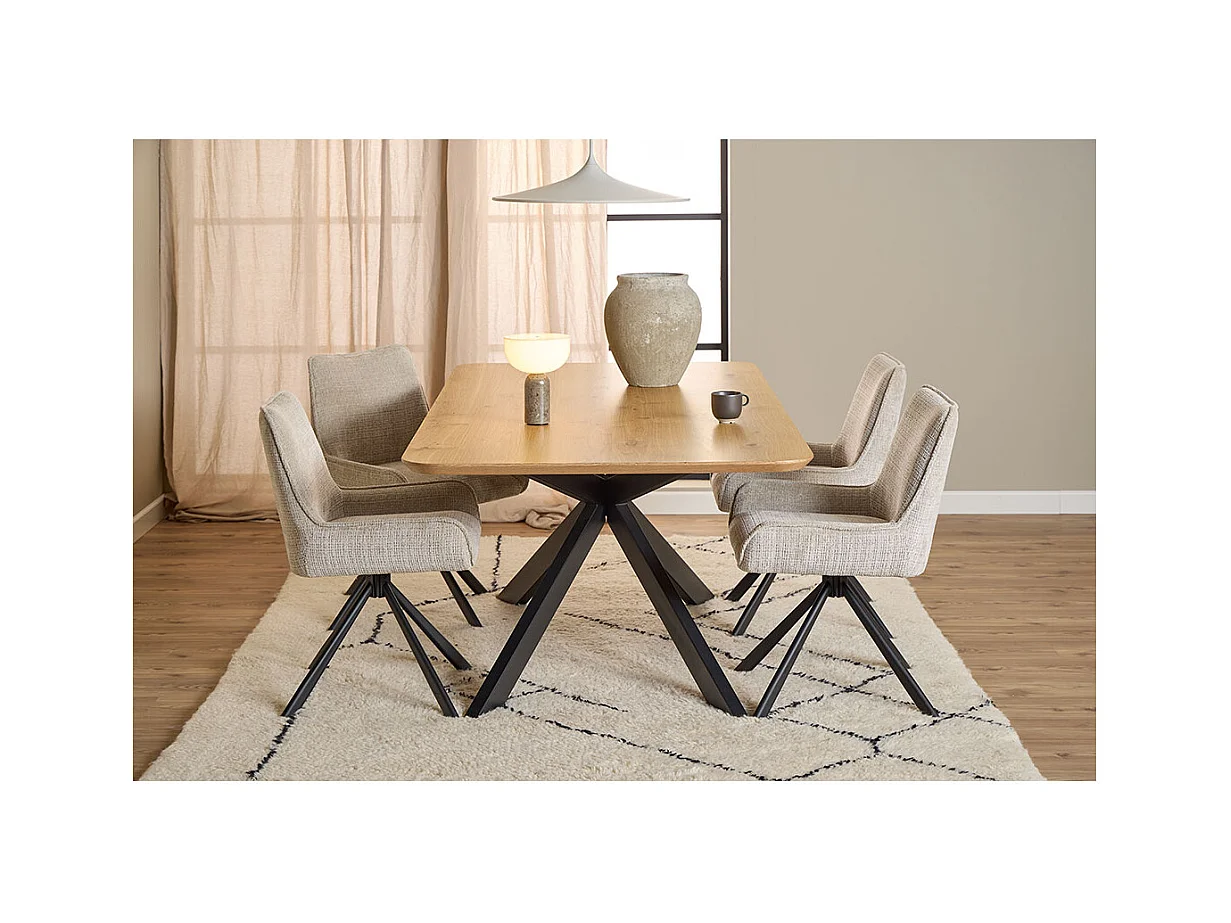 Dakota eetkamerstoel chenille beige.