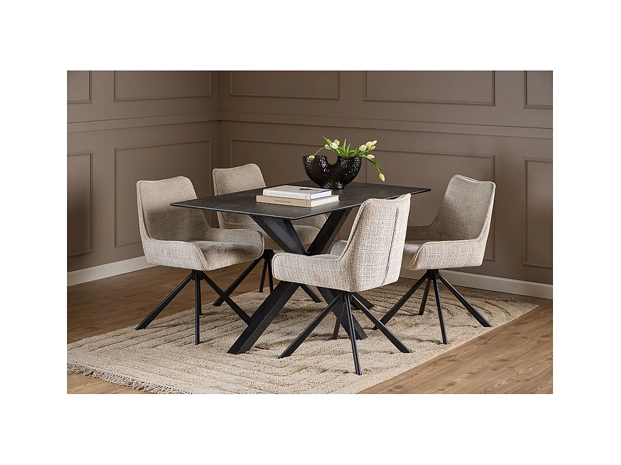 Dakota eetkamerstoel chenille beige.