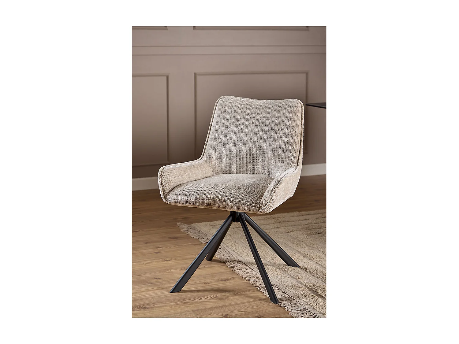 Eddie chaise de salle à manger chenille beige.