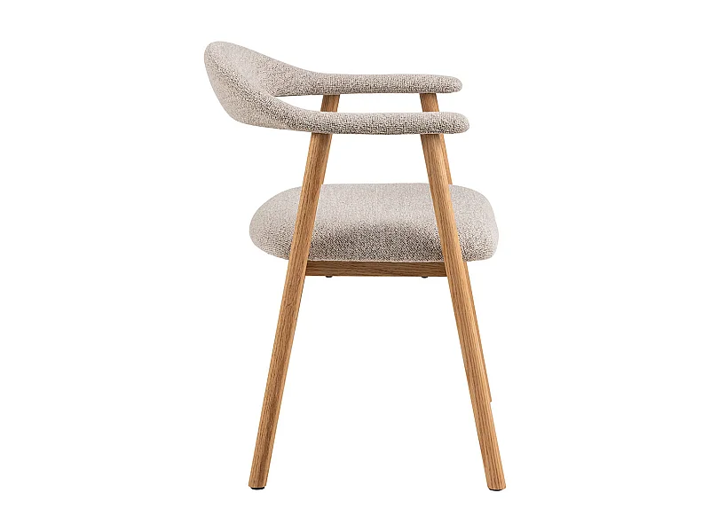 Aiden eetkamerstoel met armleuning bouclé beige.