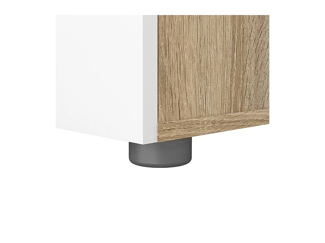 Pepe Nachttisch 2 Schubladen Eichenstruktur-Dekor, weiß hochglanz.
