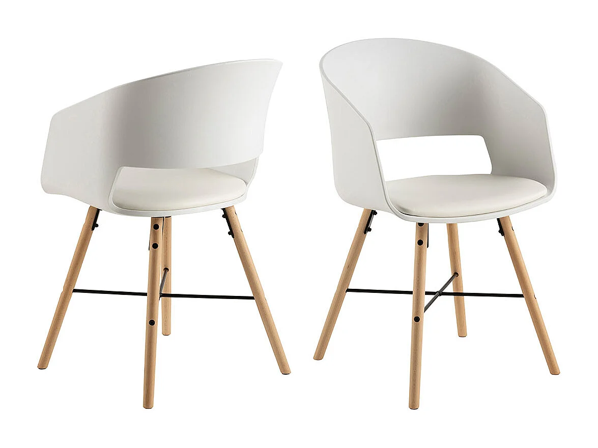 Luna chaise de salle à manger avec accoudoirs PU cuir blanche.