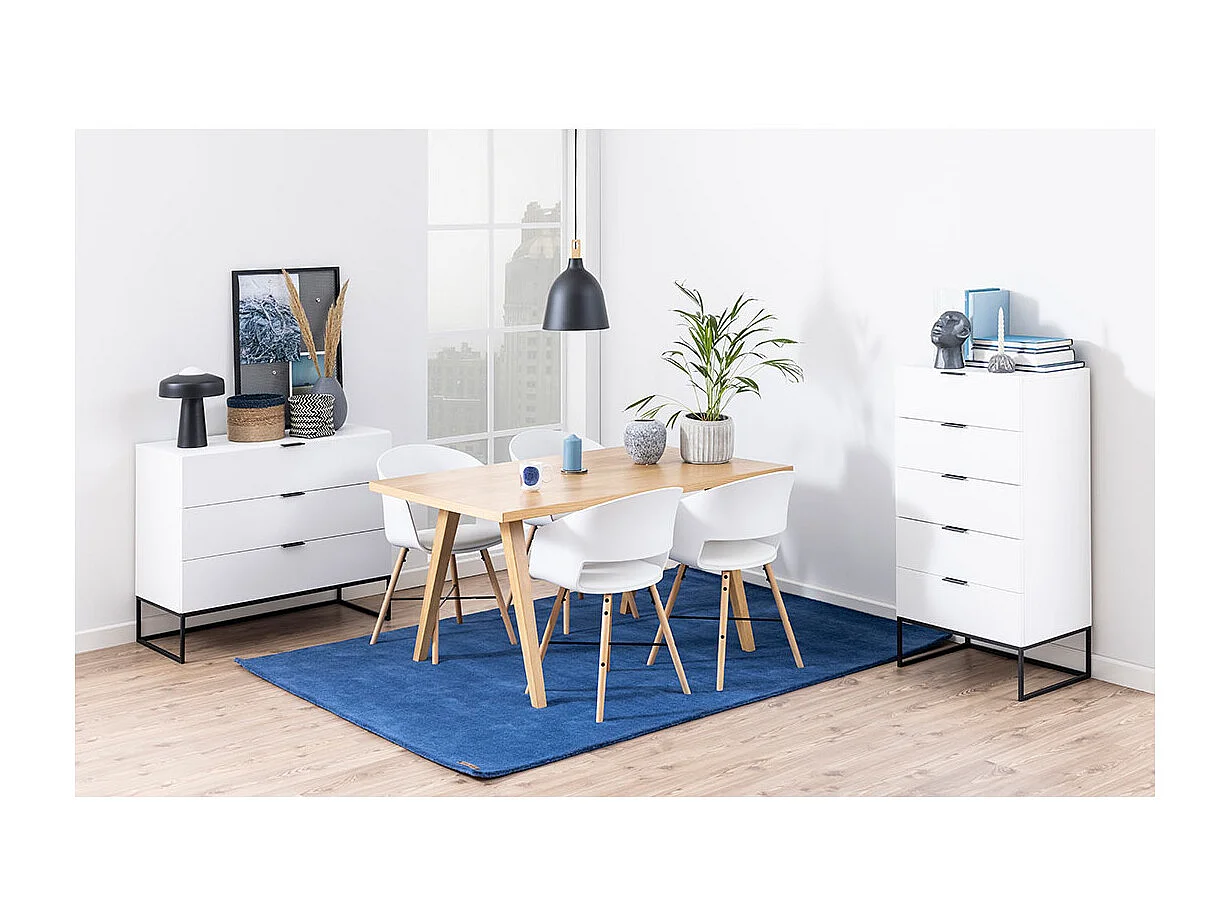 Luna chaise de salle à manger avec accoudoirs PU cuir blanche.