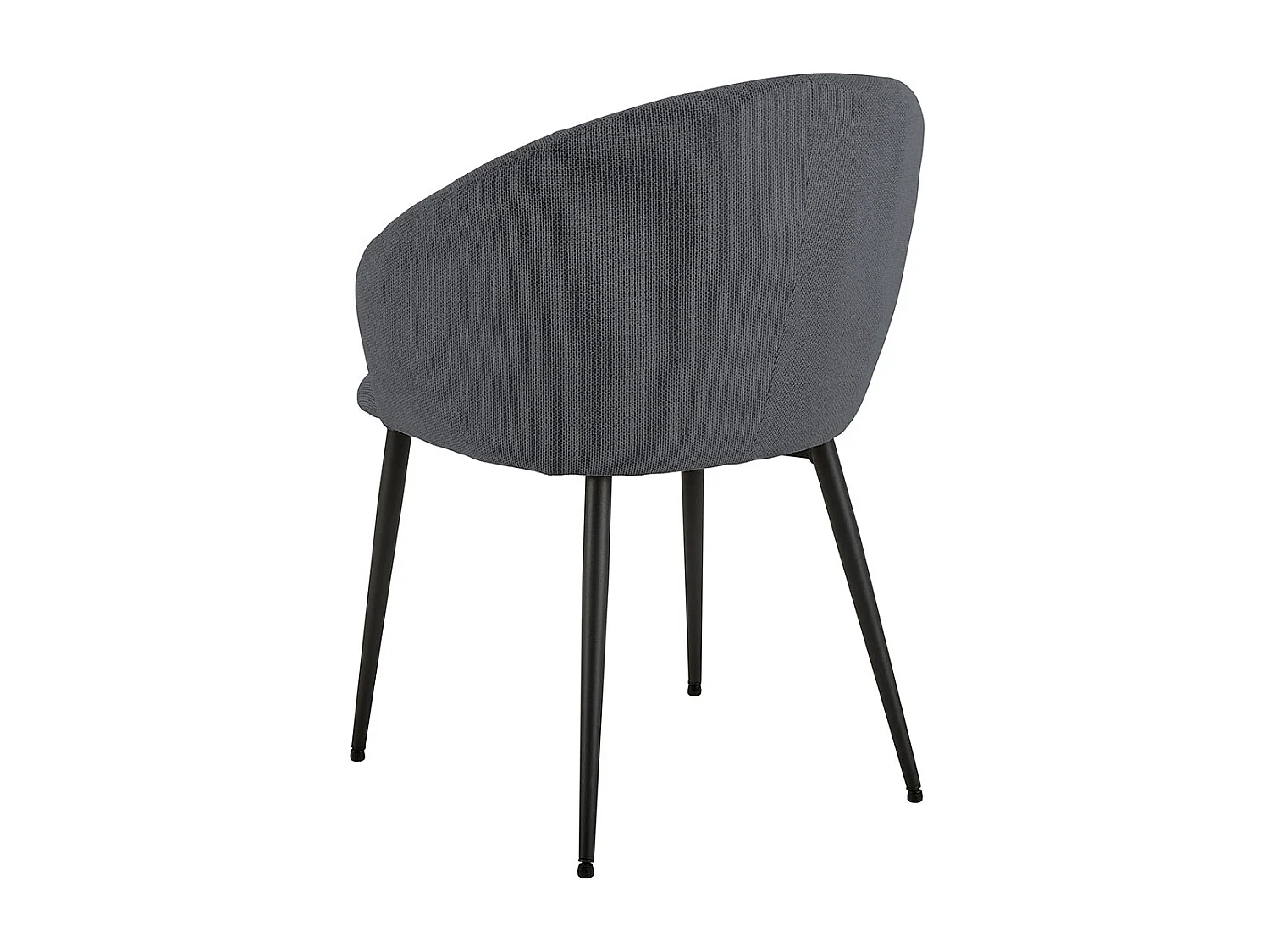 Sedia da pranzo Daniella con braccioli in tessuto grigio.