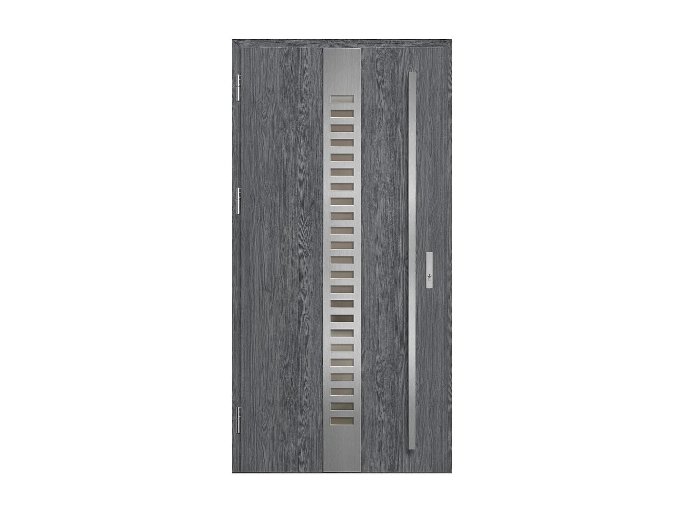 Porte d'entrée en acier avec cadre en aluminium SELTERS 2 anthracite-inox 90*200 -100*200 cm - Poussant: Gauche - Dimensions: 100 cm