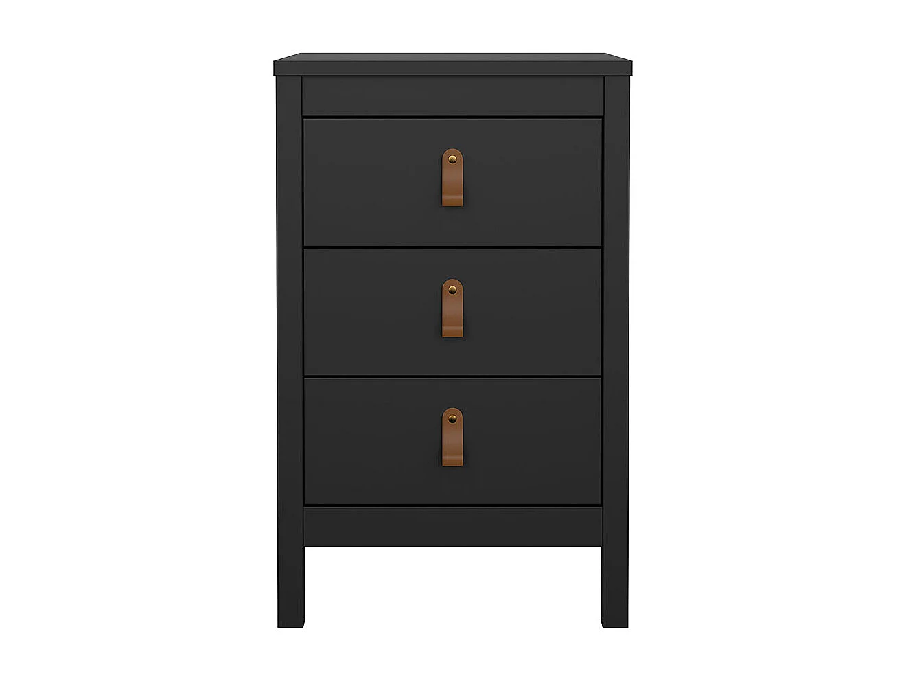 Comodino Madrid 3 cassetti nero opaco.