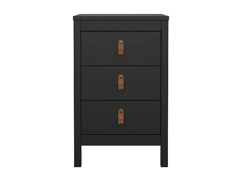 Comodino Madrid 3 cassetti nero opaco.