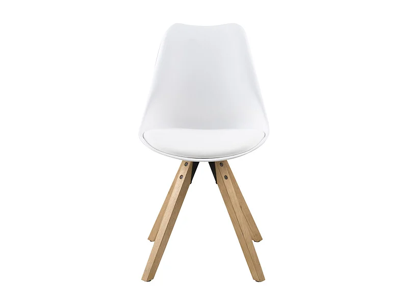 Dry kuipstoel wit met houten onderstel.