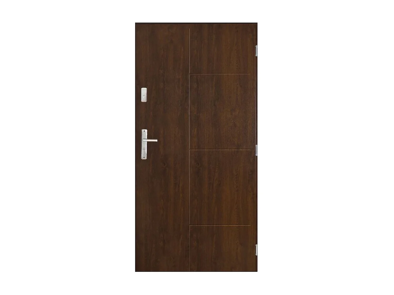 Porte d'entrée SWING 90 cm en acier inoxydable - Couleur: Noyer - Poignée et serrure : Sans - Poussant: Gauche