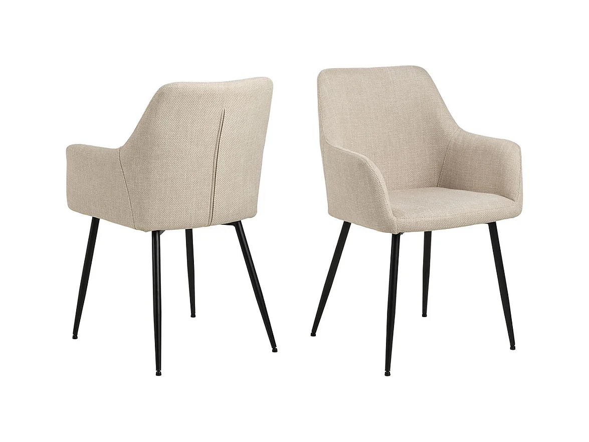 Lizzy Esszimmerstuhl Mit Armlehnen Stoff beige.