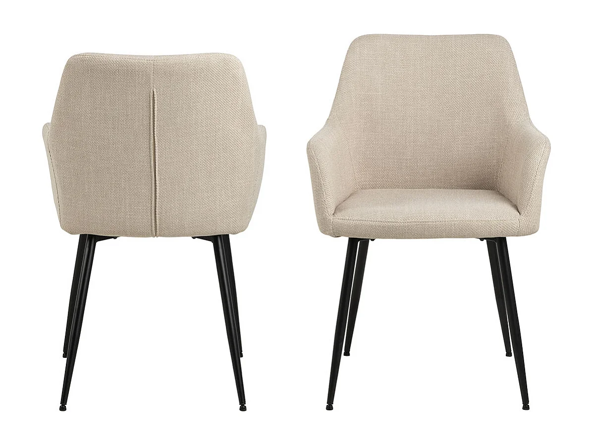 Isla eetkamerstoel met armleuning stof beige.