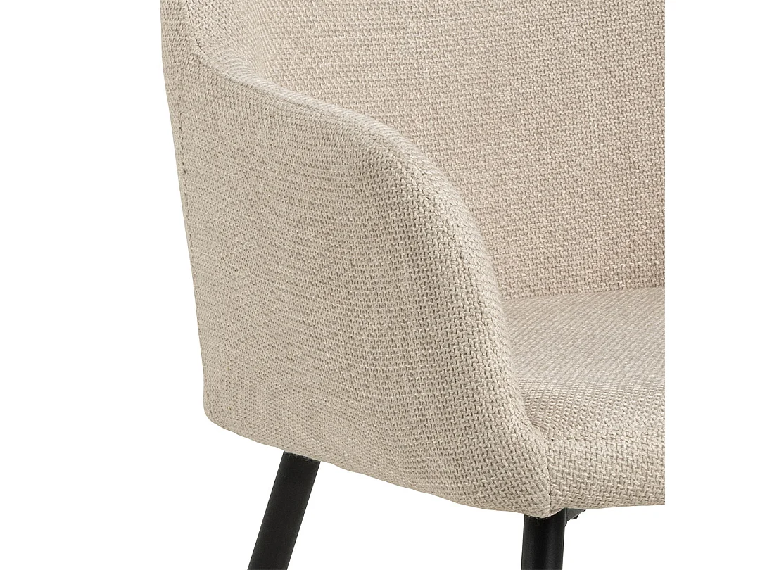 Isla eetkamerstoel met armleuning stof beige.