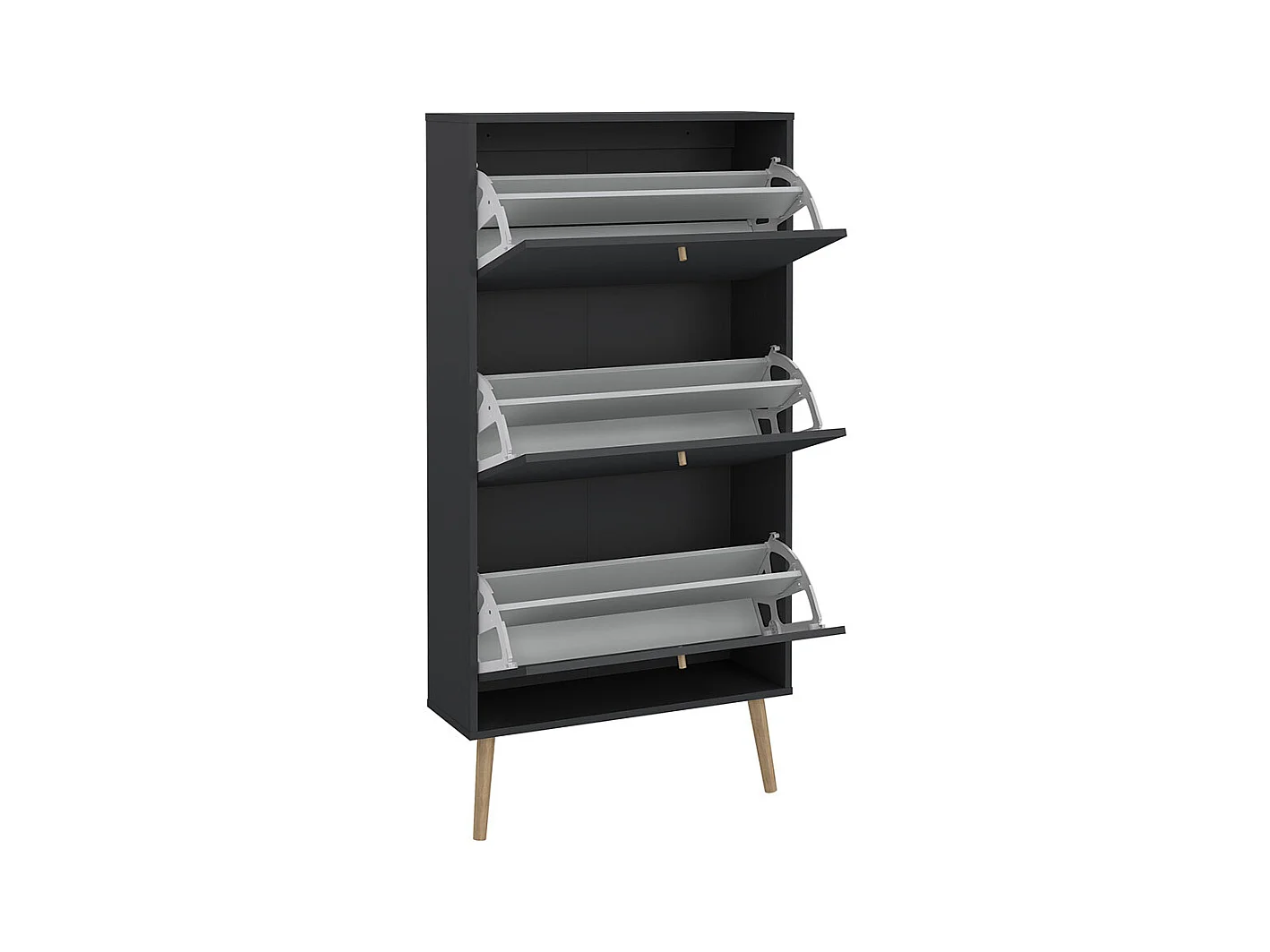 Scarpiera Bodo con 3 ante a soffietto grigio opaco.