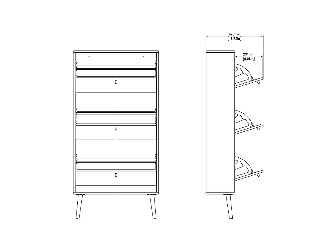 Scarpiera Bodo con 3 ante a soffietto grigio opaco.
