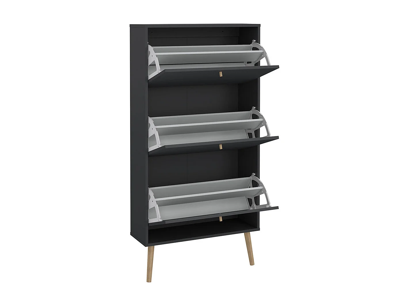 Bodo Schuhschrank 3 Klapptüren matte grau.