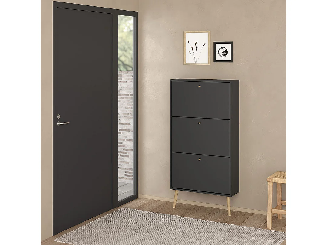 Bodo Schuhschrank 3 Klapptüren matte grau.