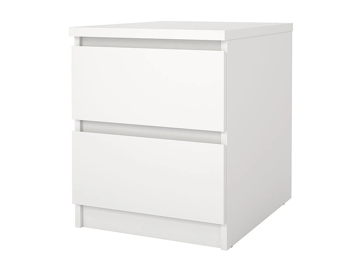 Comodino Naia 2 cassetti bianco.