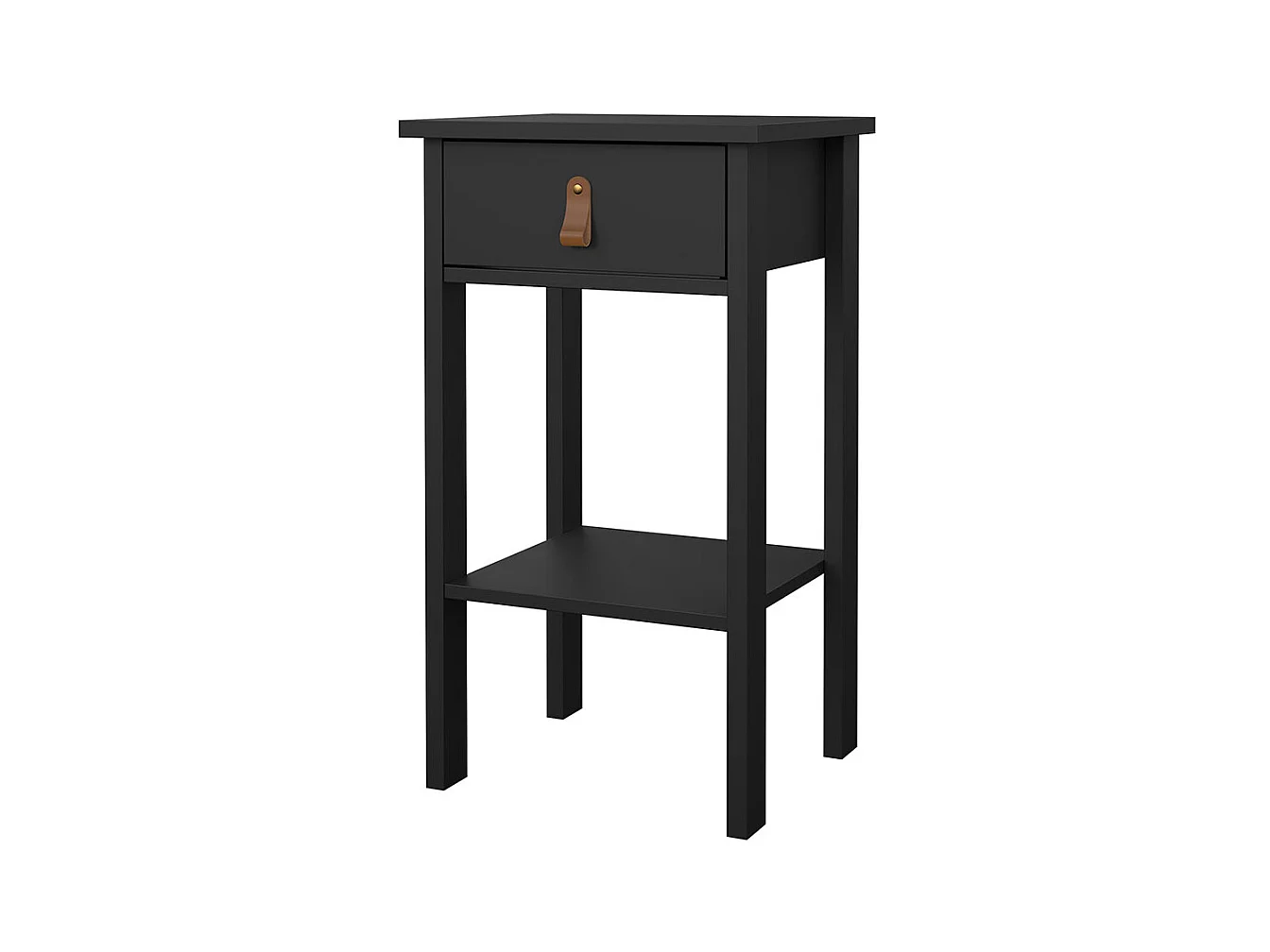 Comodino Madrid 1 cassetto, 1 ripiano nero opaco.