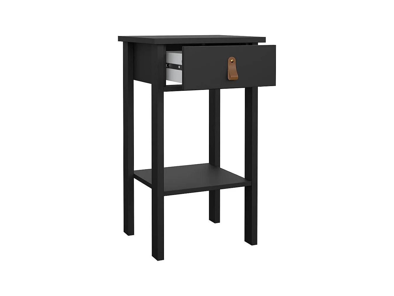Comodino Madrid 1 cassetto, 1 ripiano nero opaco.