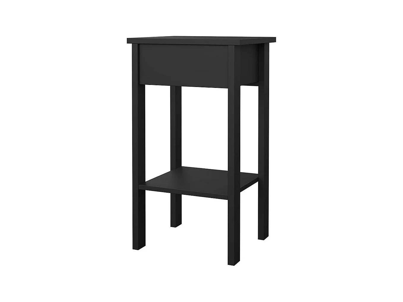 Comodino Madrid 1 cassetto, 1 ripiano nero opaco.