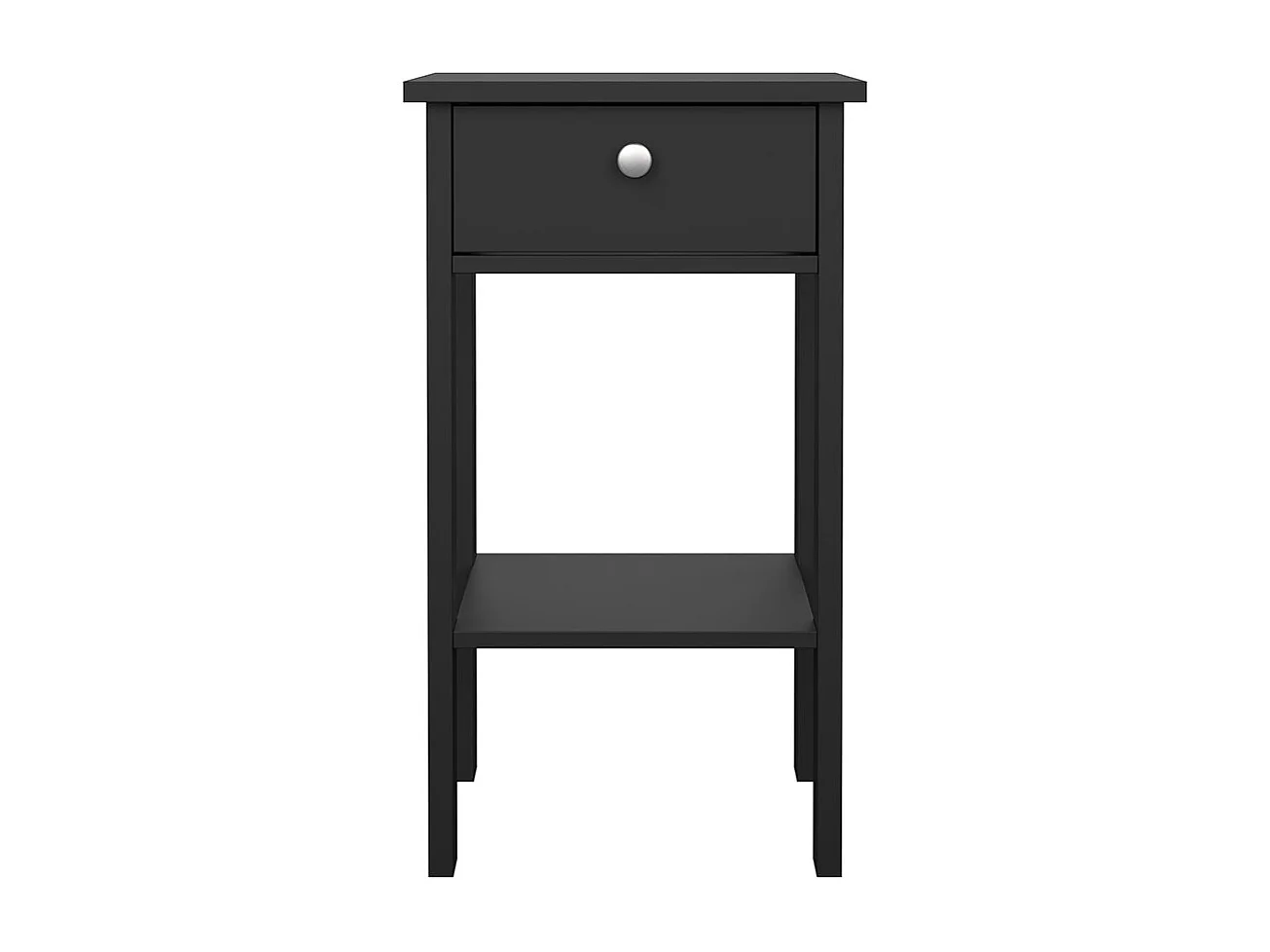 Comodino Madrid 1 cassetto, 1 ripiano nero opaco.