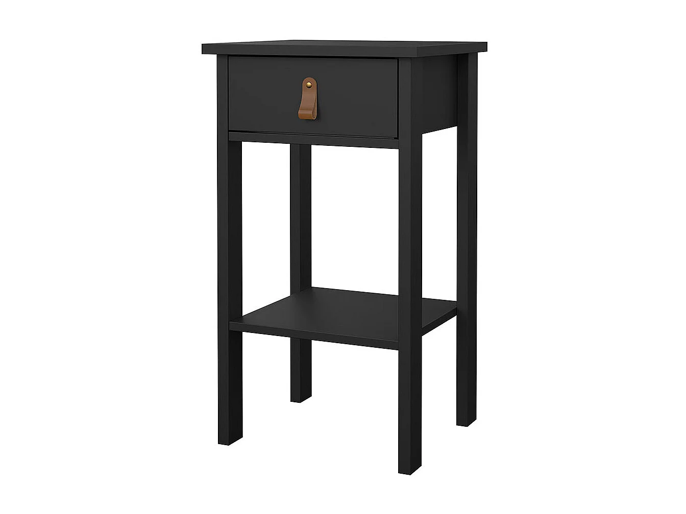 Comodino Madrid 1 cassetto, 1 ripiano nero opaco.