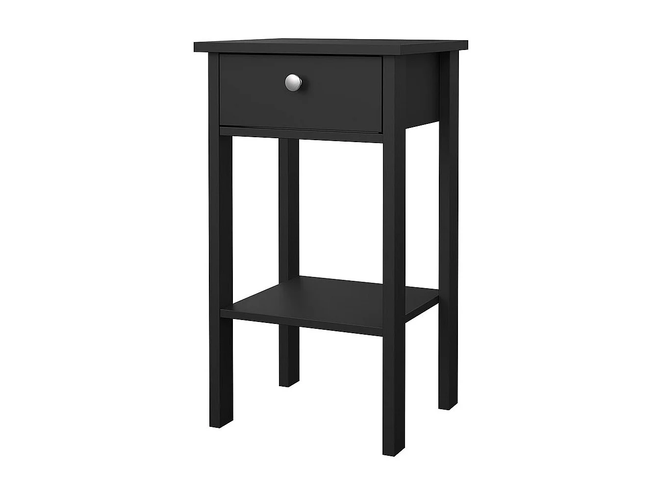 Comodino Madrid 1 cassetto, 1 ripiano nero opaco.