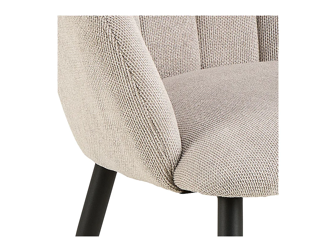 Daniella chaise de salle à manger avec accoudoirs tissu beige.