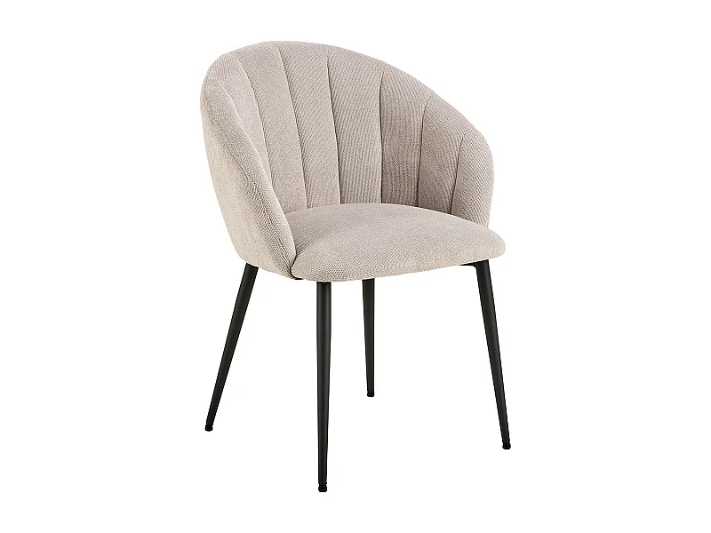 Silla de comedor Daniella con reposabrazos tela beige.