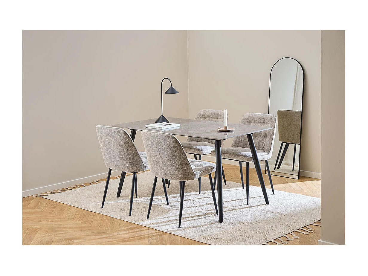 Solara eetkamerstoel bouclé beige.