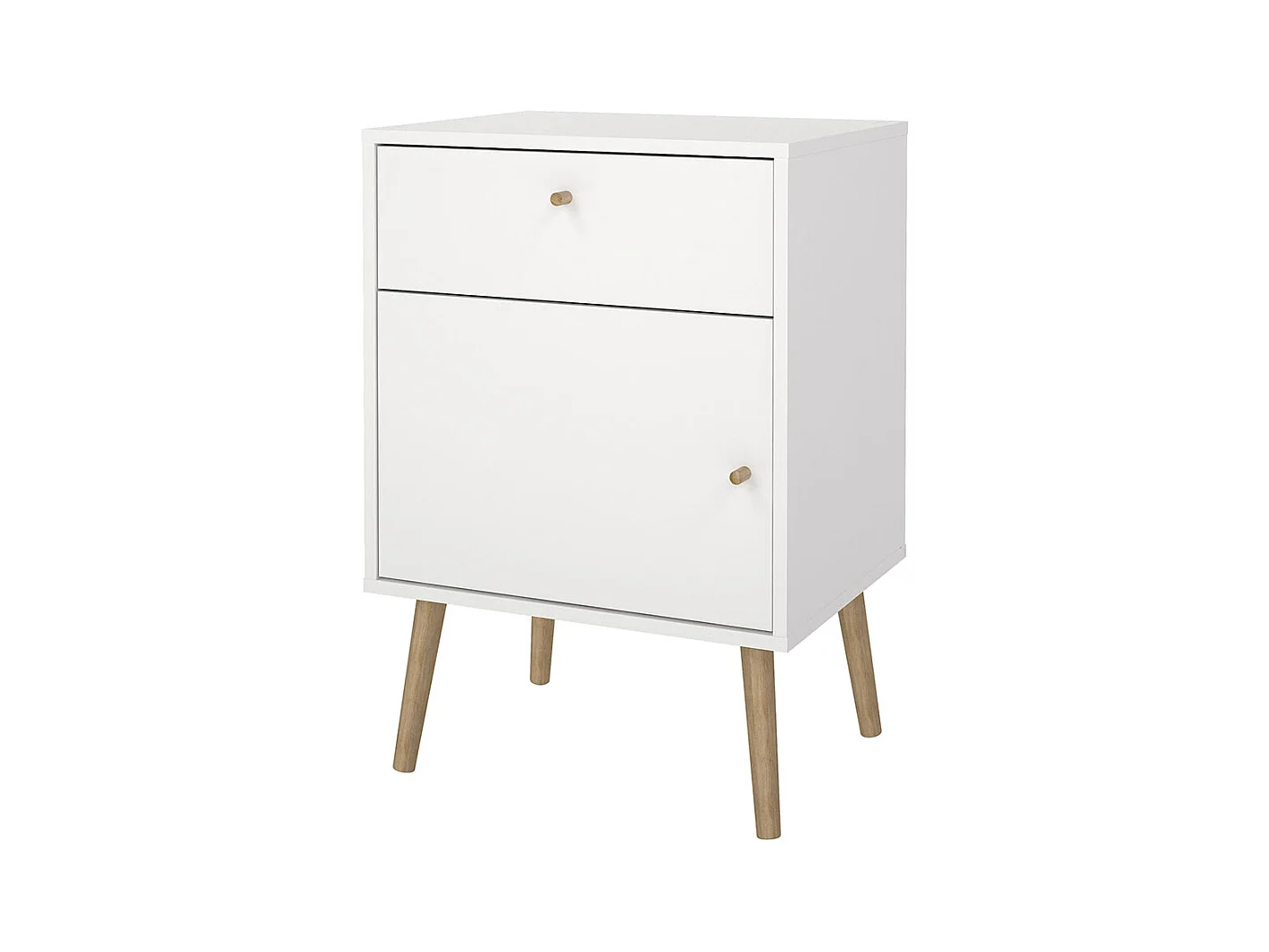 Comodino Bodo 1 anta, 1 cassetto bianco.
