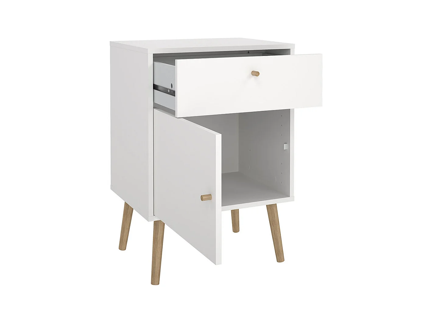 Comodino Bodo 1 anta, 1 cassetto bianco.