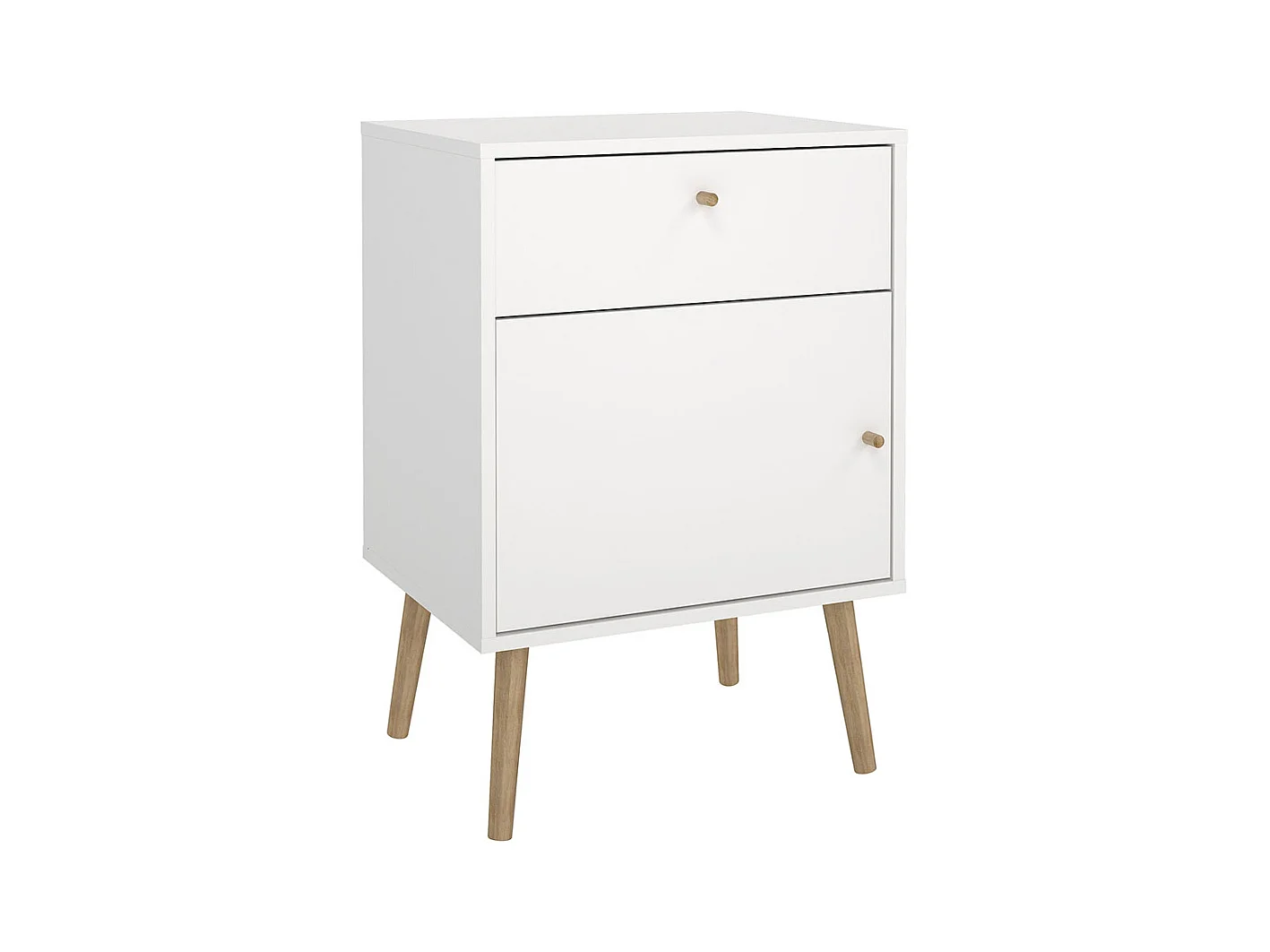 Comodino Bodo 1 anta, 1 cassetto bianco.