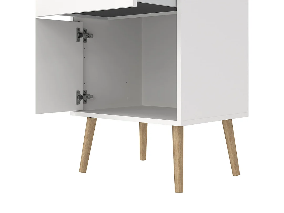 Comodino Bodo 1 anta, 1 cassetto bianco.