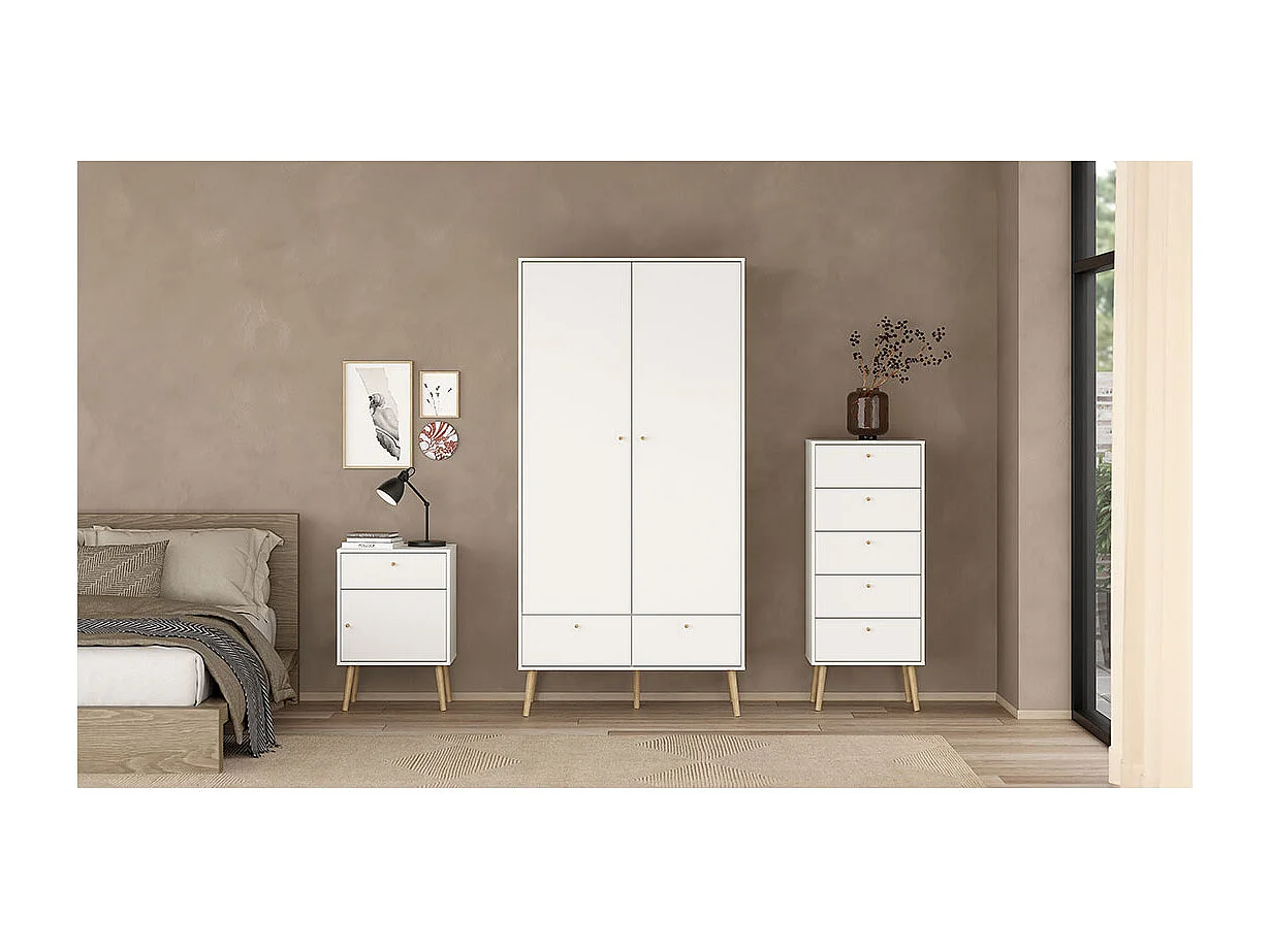 Bodo Nachttisch 1 Tür, 1 Schublade weiß.