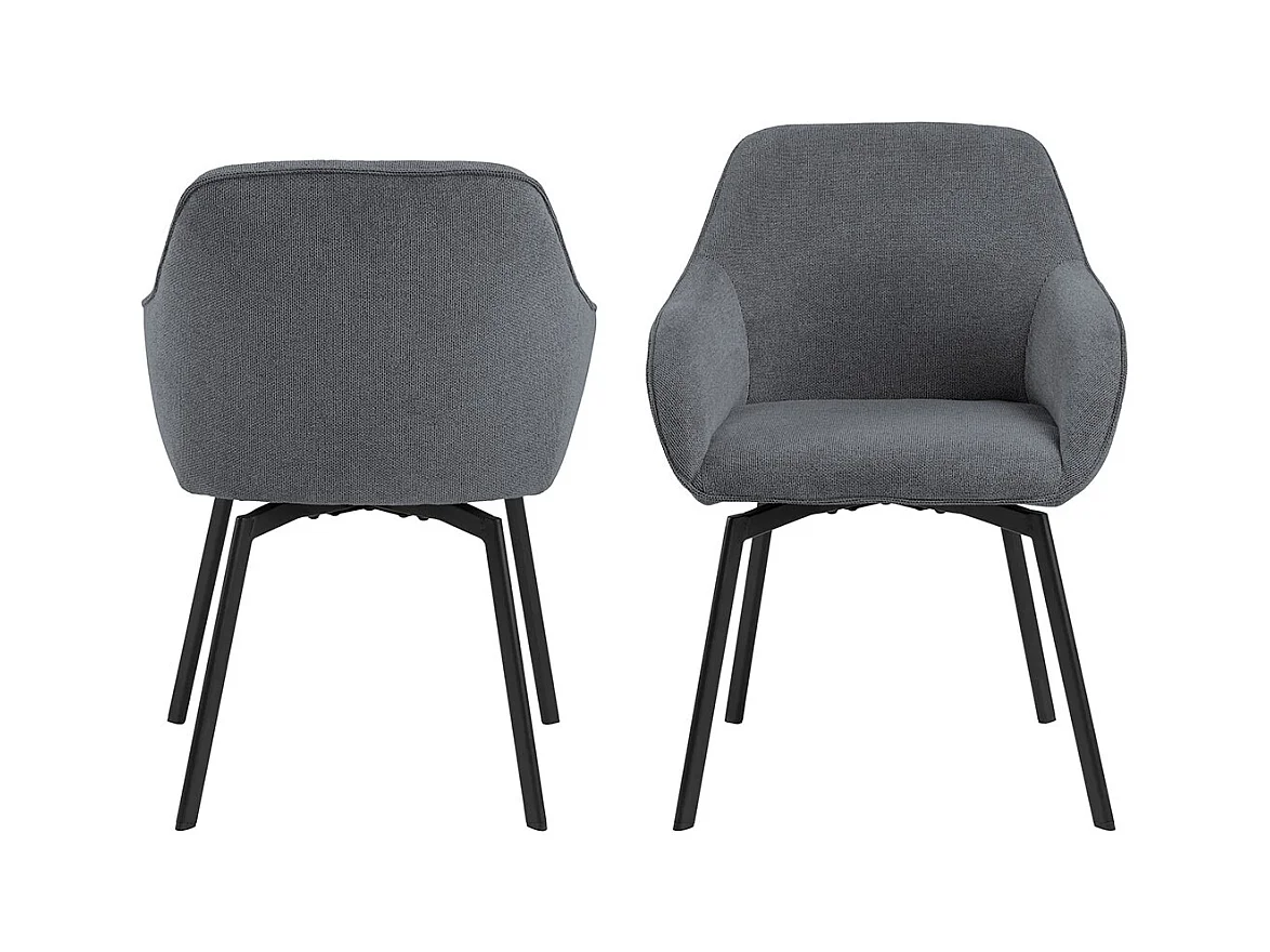 Clara chaise de salle à manger avec accoudoirs tissu gris.