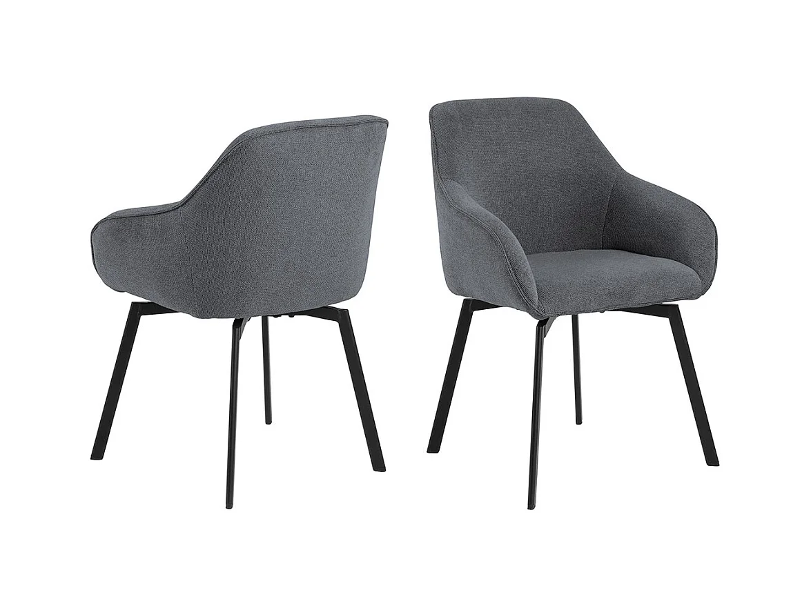 Clara chaise de salle à manger avec accoudoirs tissu gris.