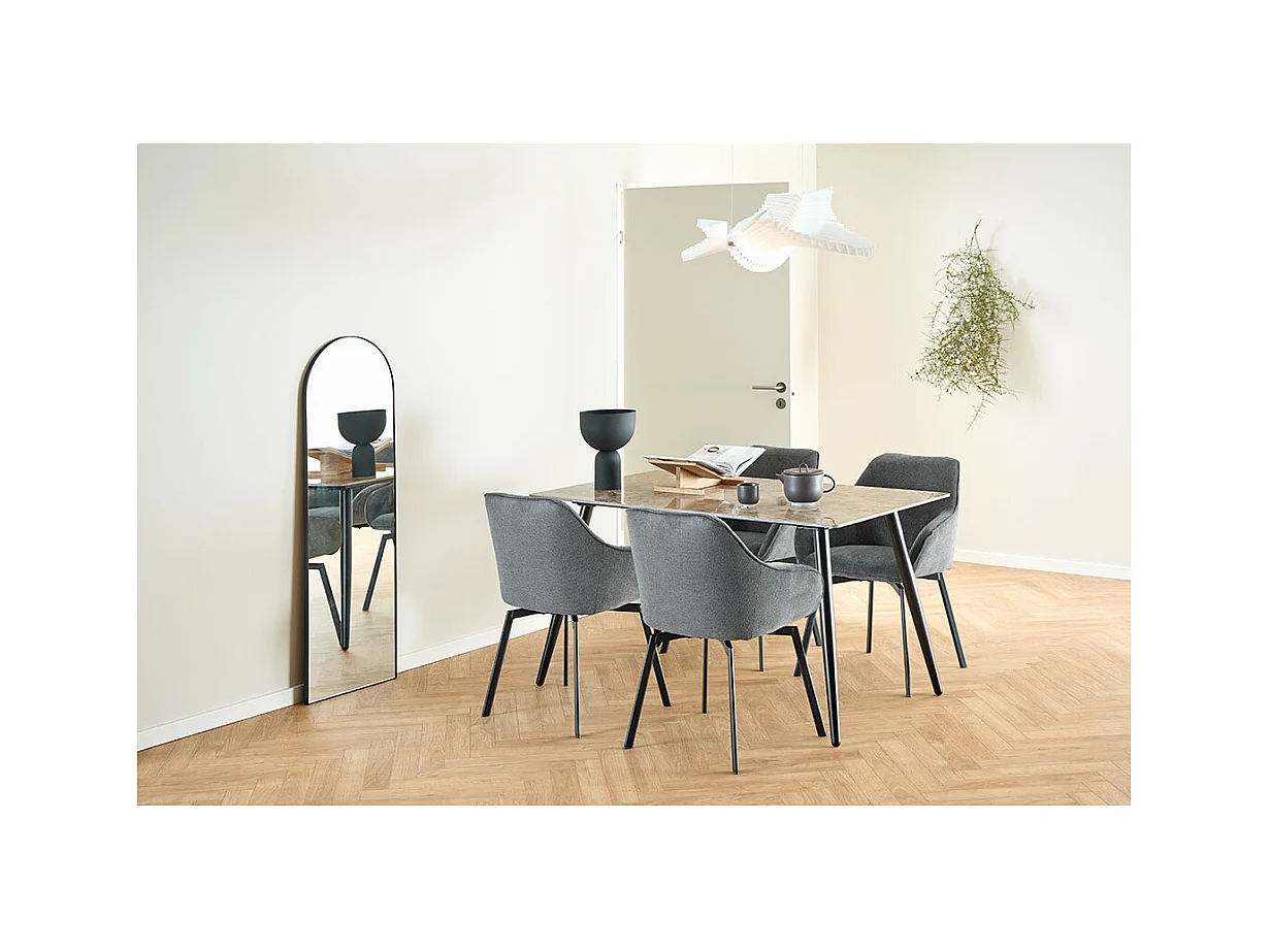 Clara chaise de salle à manger avec accoudoirs tissu gris.