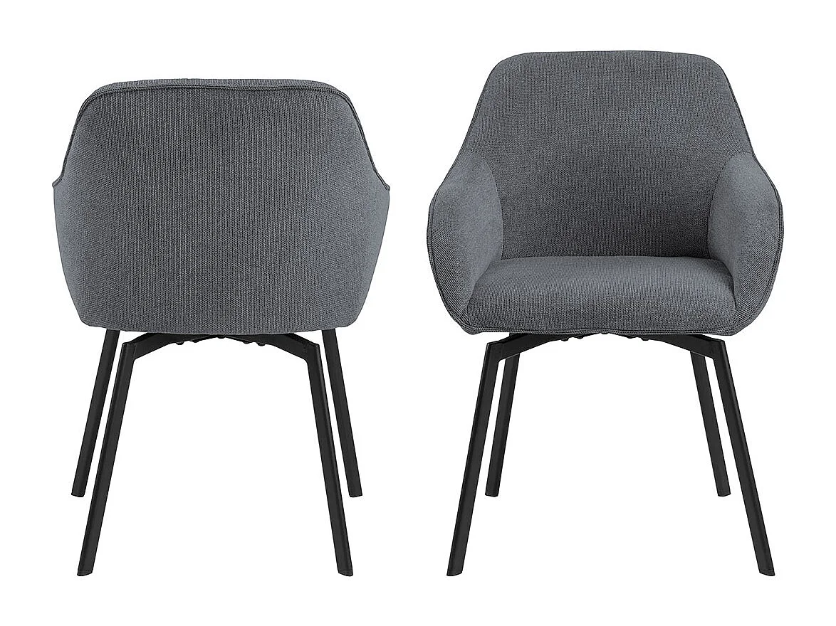 Clara chaise de salle à manger avec accoudoirs tissu gris.